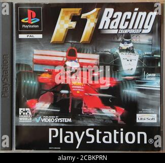 Stock photo of the Original Playstation One official FI racing game CD box cover from Ubisoft Stock Photo