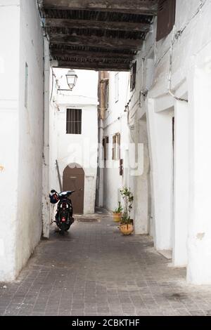 Narrow street, Casablanca, Morocco Stock Photo