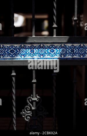 Detail of traditional tilework on fence, Seville, Andalucia, Spain Stock Photo