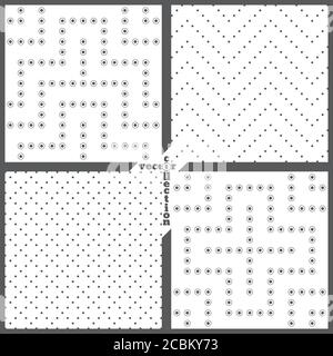 Set of vector seamless pattern. Collection of modern geometrical textures with regularly repetition small dots, zigzags, waves, rhombuses, diamonds. A Stock Vector