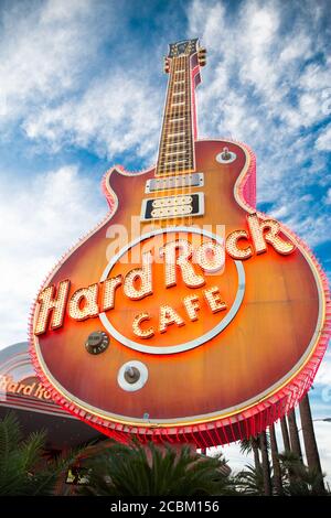 Hard Rock cafe guitar sign, Las Vegas, Nevada, USA Stock Photo