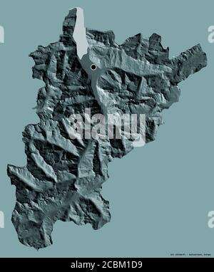 Shape of Uri, canton of Switzerland, with its capital isolated on a solid color background. Colored elevation map. 3D rendering Stock Photo