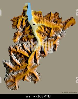 Shape of Uri, canton of Switzerland, with its capital isolated on a solid color background. Topographic relief map. 3D rendering Stock Photo