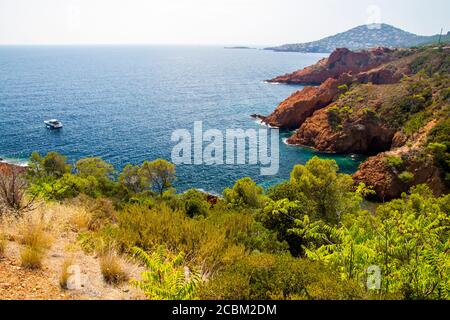 The French Riviera between Saint Tropez and Cannes, Antibes, Provence-Alpes-Cote dAzur, France, Europe Stock Photo