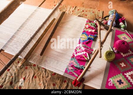 Machine Woven Rug Construction Wool and carpet industry, India Stock Photo - Alamy