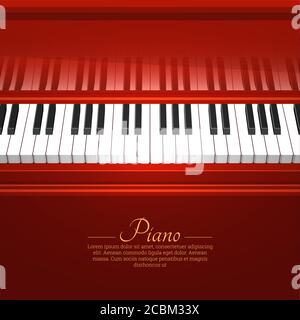 Piano keys. A piano with an open cover.Vector illustration for posters. Musical festival, concert.The place for the text. Stock Vector