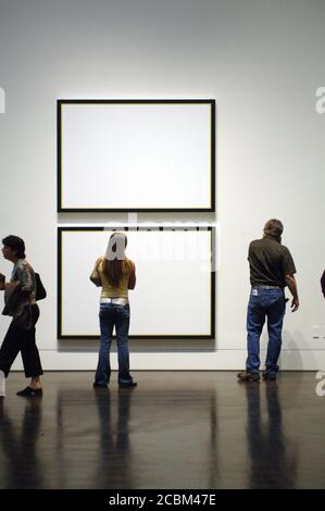 Austin, Texas USA, April 2006: Visitors view art during grand opening festivities at the Blanton Museum of Art on the campus of the University of Texas. ©Bob Daemmrich Stock Photo