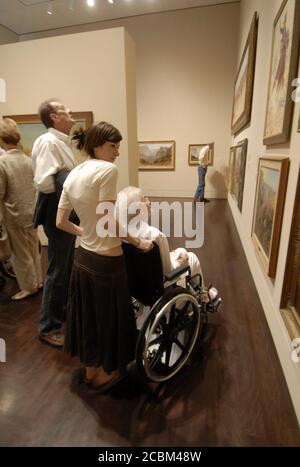 Austin, Texas USA, April 2006: Visitors view art during grand opening festivities at the Blanton Museum of Art on the campus of the University of Texas. ©Bob Daemmrich Stock Photo