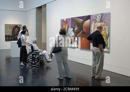 Austin, Texas USA, April 2006: Visitors view art during grand opening festivities at the Blanton Museum of Art on the campus of the University of Texas. ©Bob Daemmrich Stock Photo