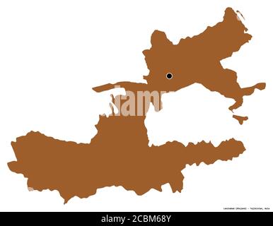 Shape of Leninabad, region of Tajikistan, with its capital isolated on white background. Composition of patterned textures. 3D rendering Stock Photo