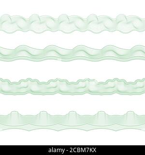 Set of seamless borders of elements guilloche. Pattern Brush.Vector illustration for scenery of documents. Stock Vector