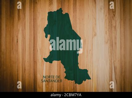 Map of Norte de Santander Department, Colombia, on wooden background, 3D illustration Stock Photo