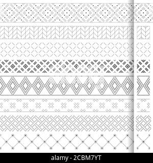 Set of vector geometrical dividers. Borders for the text, invitation cards, various printing editions. Dividing lines in the form of a seamless horizo Stock Vector