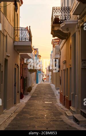 Chora of Andros island early in the morning. Stock Photo