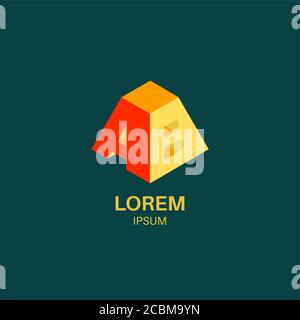 Logo from letters A B. Business the sign in isometric style. A multi-colored element for design.3D. Vector illustration. Stock Vector