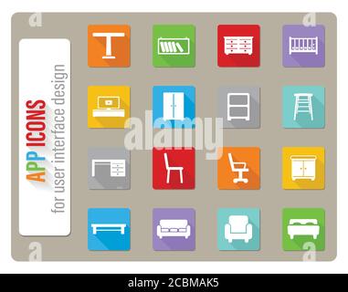 Furniture simply icons Stock Vector