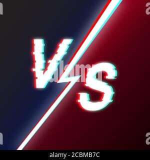 Letters V S.Glitch style. Opposition in fight, a game, business. Competition. Concept of rivalry. The beaten distorted text. Vector illustration. Stock Vector