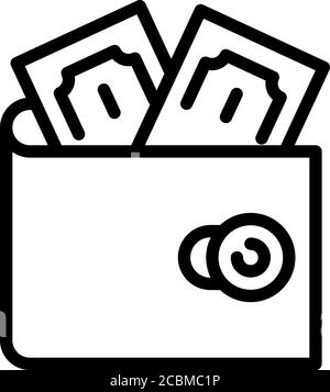 Money wallet allowance icon, outline style Stock Vector