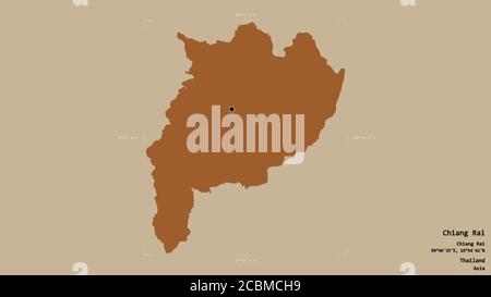 Area of Chiang Rai, province of Thailand, isolated on a solid ...