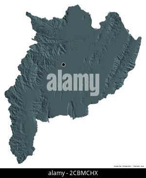 Chiang Rai, province of Thailand. Colored elevation map with lakes and ...