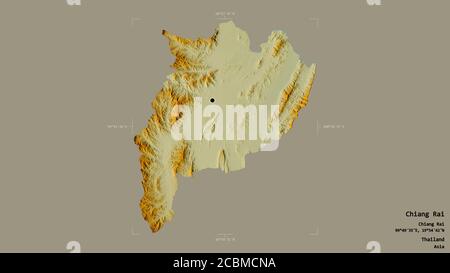 Area of Chiang Rai, province of Thailand, isolated on a solid ...