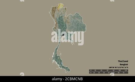 Area of Chiang Rai, province of Thailand, isolated on a solid ...