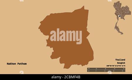 Shape Of Nakhon Pathom Province Of Thailand With Its Capital Isolated On White Background Bilevel Elevation Map 3d Rendering Stock Photo Alamy