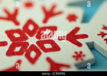 Macro photo of Christmas winter pattern on New Year snowflake Stock Photo