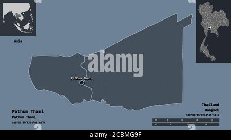 Shape Of Pathum Thani Province Of Thailand And Its Capital Distance Scale Previews And Labels Bilevel Elevation Map 3d Rendering Stock Photo Alamy