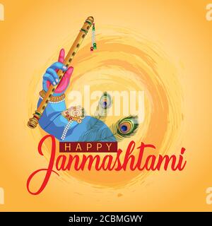 happy janmashtami greetings. vector illustration. Stock Vector