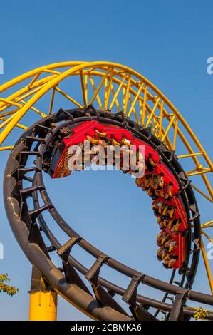 The Corkscrew Roller Coaster at Silverwood Theme Park an