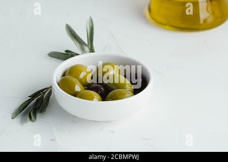 Olive oil and olives, typical from Spain Stock Photo