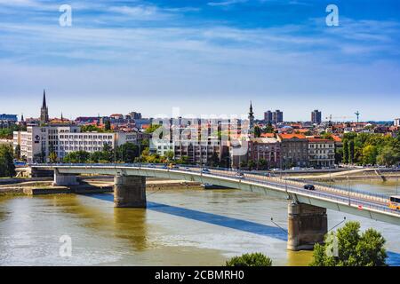 Novi Sad / Serbia - August 16, 2017: Cityscape of Novi Sad, second largest city in Serbia and the capital of the autonomous province of Vojvodina with Stock Photo