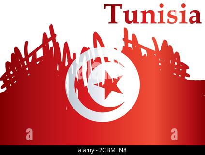 Flag of Tunisia, Republic of Tunisia. Template for award design, an official document with the flag of Tunisia. Bright, colorful vector illustration. Stock Vector