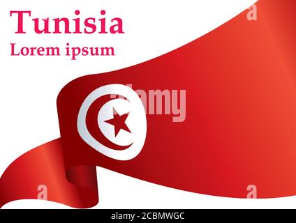 Flag of Tunisia, Republic of Tunisia. Template for award design, an official document with the flag of Tunisia. Bright, colorful vector illustration. Stock Vector