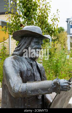 Life size bronze statue of Quaker William Penn, by sculptor thomas Holocener. Millenium Square, Bristol England. July 2020 Stock Photo