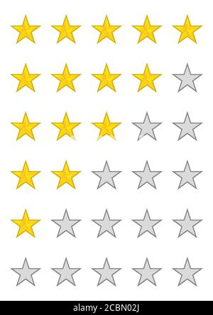 Illustration of a five-star rating scale isolated on a white background Stock Photo