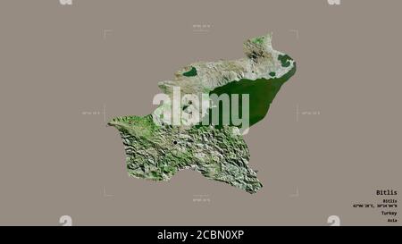 Area of Bitlis, province of Turkey, isolated on a solid background in a ...