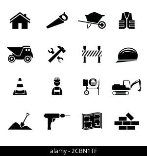 Illustration of construction work icons isolated on a white background Stock Photo
