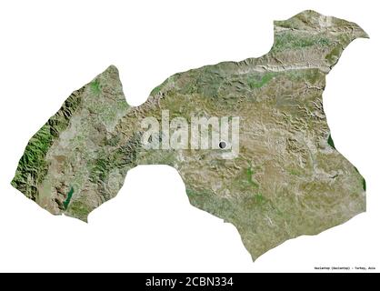 Shape of Gaziantep, province of Turkey, with its capital isolated on white background. Satellite imagery. 3D rendering Stock Photo