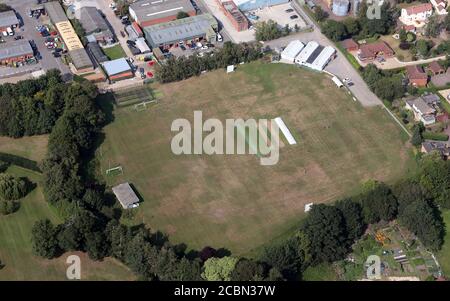 aerial view of Rase Park, home of Market Rasen Town Cricket & Association Football Club Stock Photo