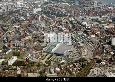 aerial view of Hull city centre with St Stephen’s Shopping Centre prominent in the foreground Stock Photo