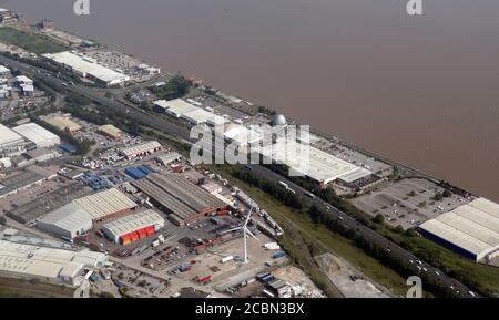aerial view of Saint Andrews Quay retail park, east Hull Stock Photo