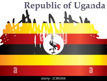 Flag of Uganda, Republic of Uganda. Template for award design, an official document with the flag of Uganda. Bright, colorful vector illustration Stock Vector