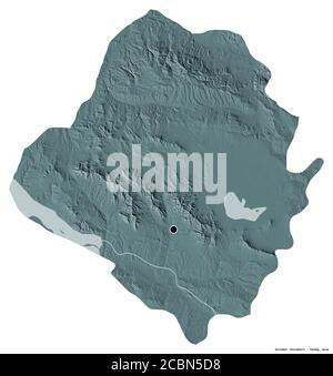 Shape of Kirsehir, province of Turkey, with its capital isolated on white background. Colored elevation map. 3D rendering Stock Photo