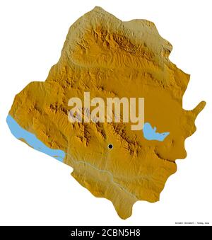 Shape of Kirsehir, province of Turkey, with its capital isolated on white background. Topographic relief map. 3D rendering Stock Photo