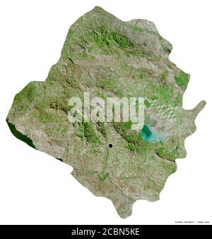 Shape of Kirsehir, province of Turkey, with its capital isolated on white background. Satellite imagery. 3D rendering Stock Photo