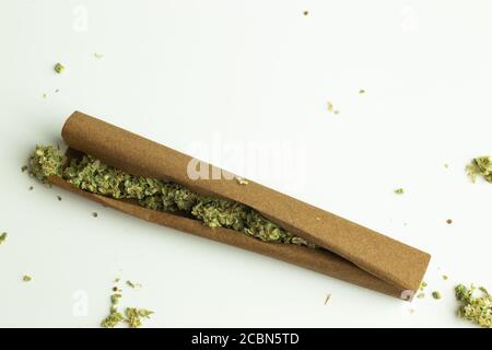 Cannabis blunt roll on white background isolated Stock Photo