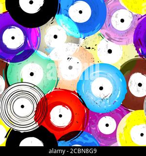 seamless vinyl records background pattern, vector illustration Stock Vector