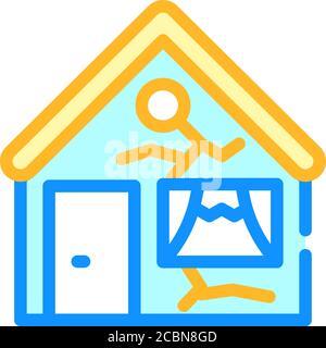 broken damaged house color icon vector illustration Stock Vector